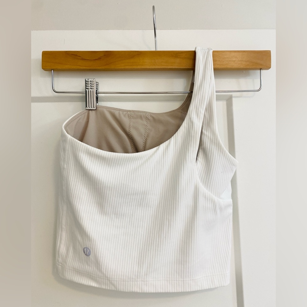 Lululemon Ribbed Nulu Asymmetrical Yoga Tank Top in White Size 2 - Picture 2 of 12
